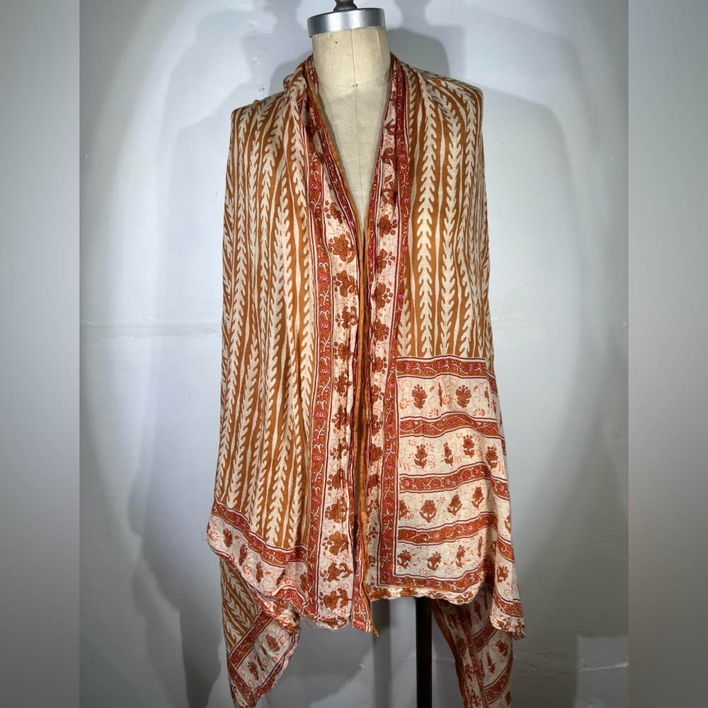 Golden Ratio Block Print Euro Cotton Voile Scarf O/S